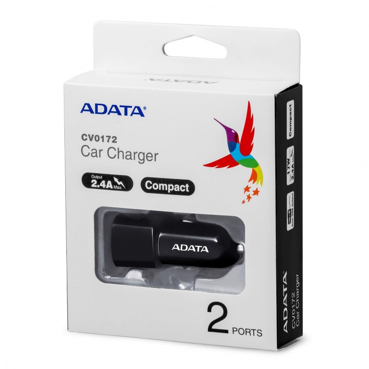 Imagine Incarcator auto 2 x USB 2.4A, A-DATA ACV0172-CBK