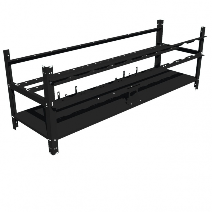 Imagine Suport pentru minat 12 GPU / 4 PSU rig Negru, AKM121