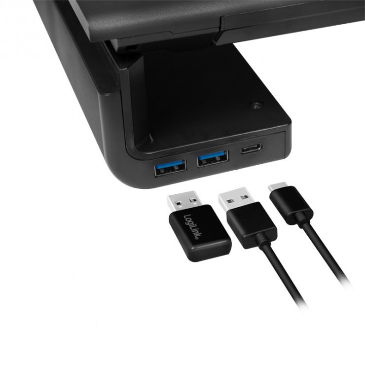 Imagine Suport ergonomic pentru monitor + 2 x USB 3.0+ 1 x USB-C, Logilink BP0141