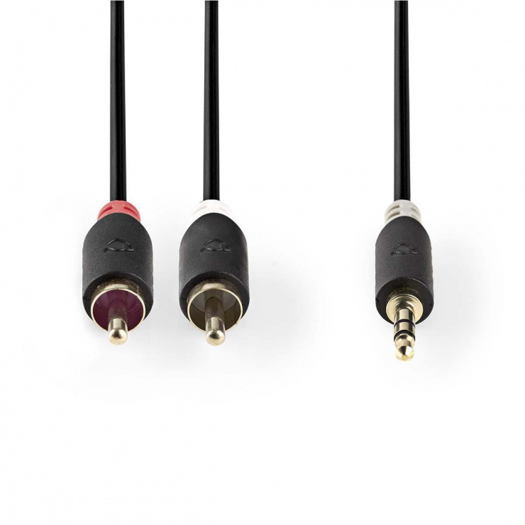 Imagine Cablu audio jack stereo 3.5mm la 2 x RCA T-T 10m, Nedis CABW22200AT50
