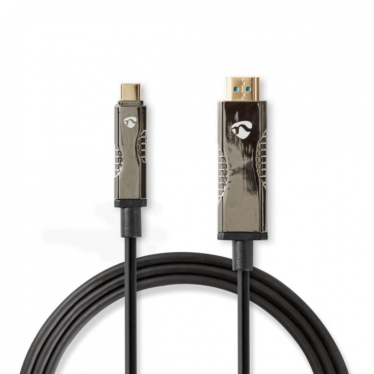 Imagine Cablu activ optic USB Type-C la HDMI T-T 50m, Nedis CCBG6410BK500