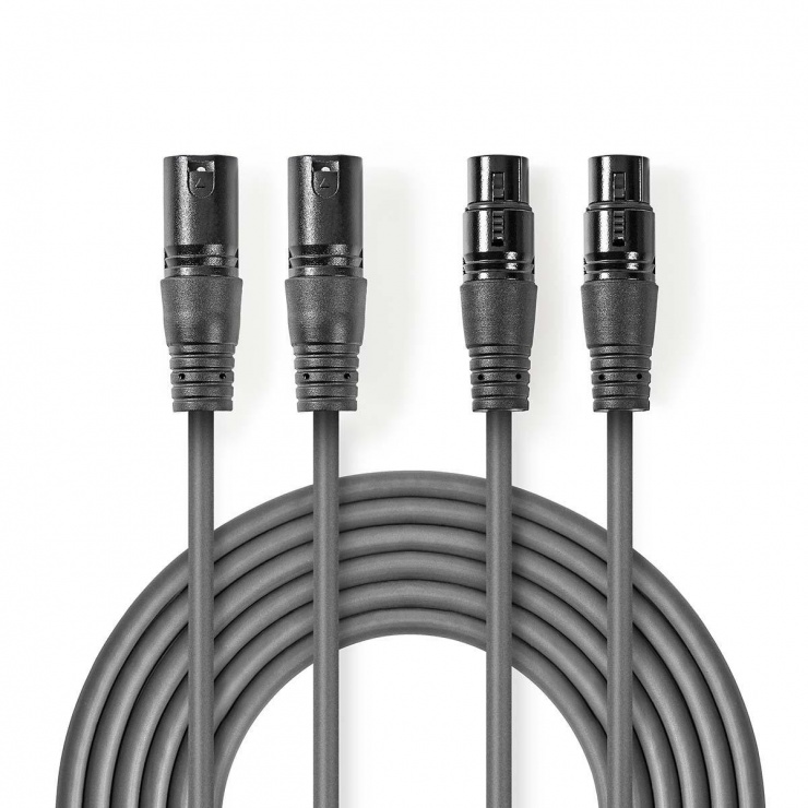 Imagine Cablu audio prelungitor 2 x XLR la 2 x XLR T-M 5m, Nedis COTH15030GY50