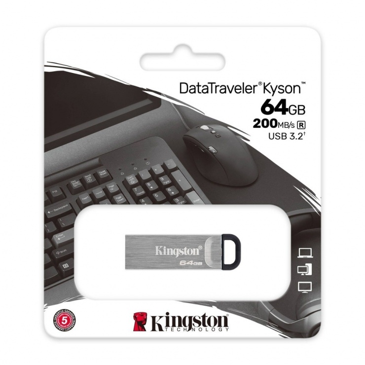 Imagine Stick USB 3.2 DataTraveler Kyson 64GB Metalic, Kingston DTKN/64GB