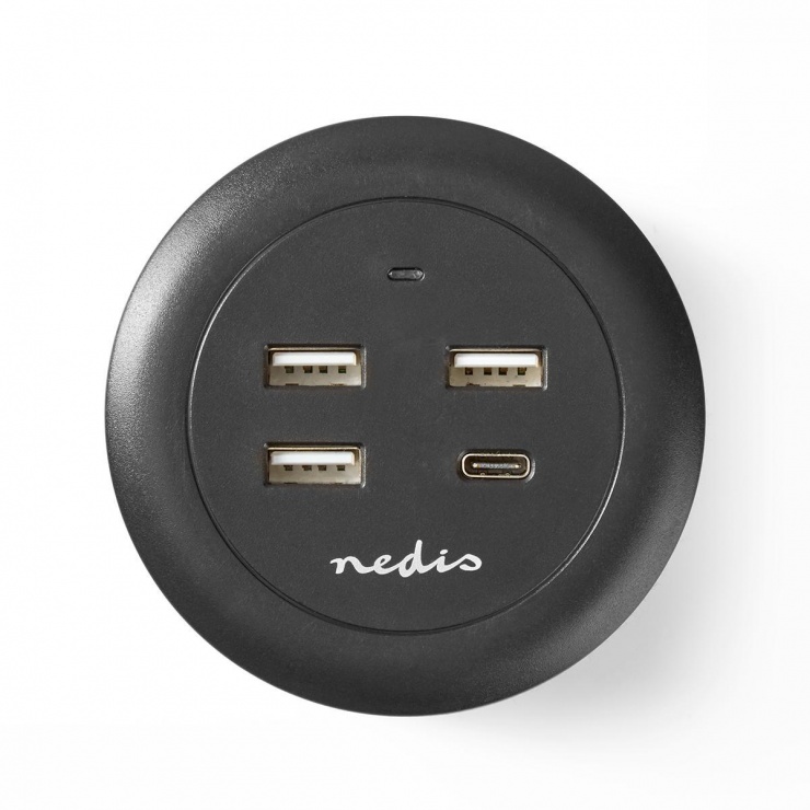 Imagine Incarcator priza 3 x USB-A 2.1A + 1 x USB-C 3A 30W, Nedis FSCSPD100BK