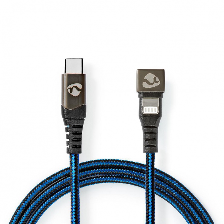 Imagine Cablu de date si incarcare USB-C la Apple Lightning MFI unghi 180 grade 1m, Nedis GCTB39650AL10