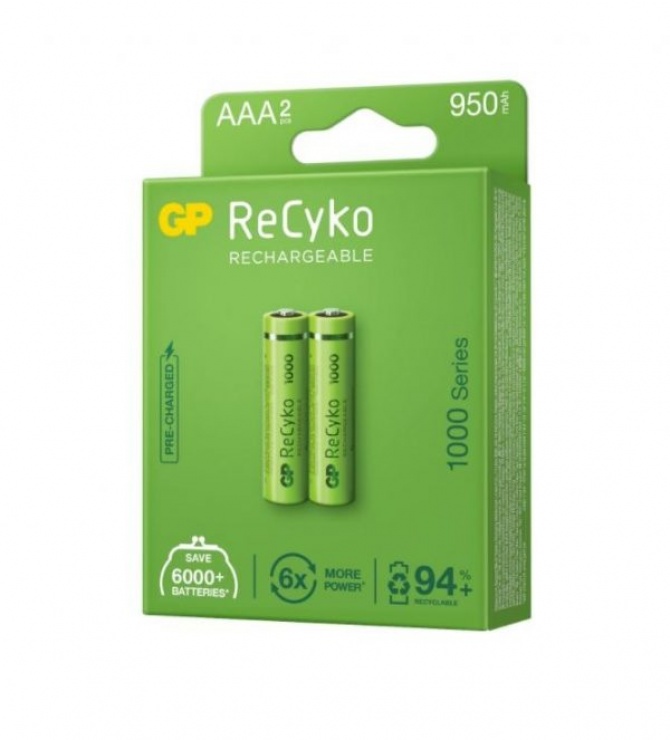 Imagine Set 2 acumulatori ReCyco 1000mAh AAA (LR03) 1.2V NiMH, GP Batteries