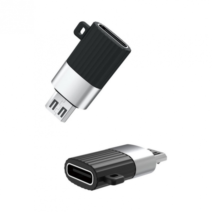 Imagine Adaptor USB 2.0 type C la micro USB M-T pentru breloc, XO NB149-C