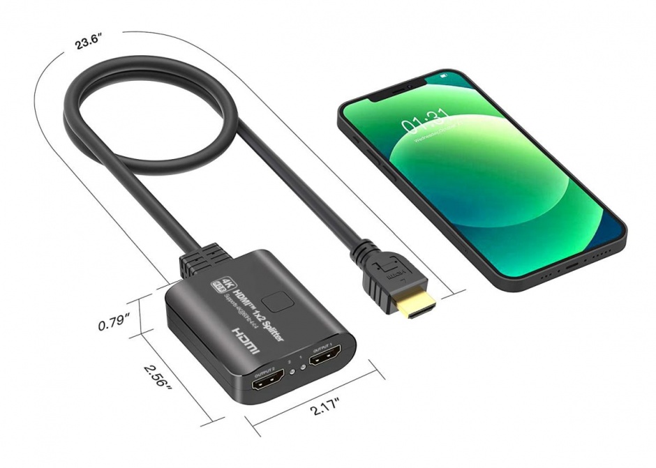 Imagine Multiplicator HDMI 4K60Hz 2 porturi, khsplit2h