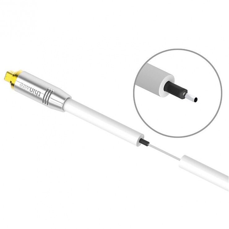 Imagine Cablu audio optic Toslink T-T 2m Alb, KOM-TW400020