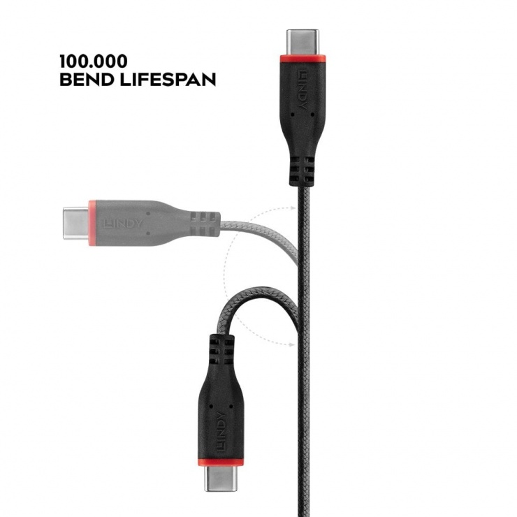 Imagine Cablu USB type C la Lightning T-T 2m Reinforced, Lindy L31287