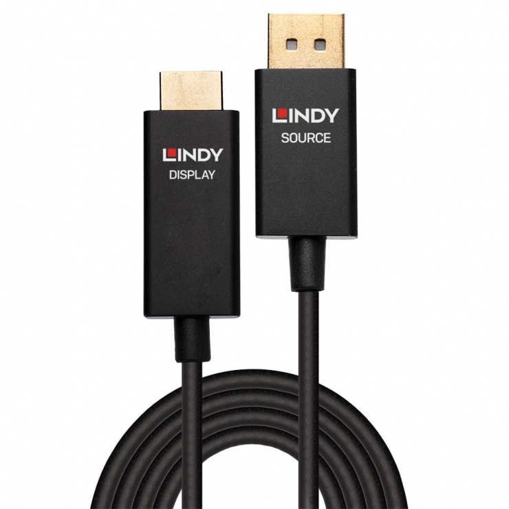 Imagine Cablu activ DisplayPort la HDMI 4K@60Hz cu HDR T-T 2m, Lindy L40926