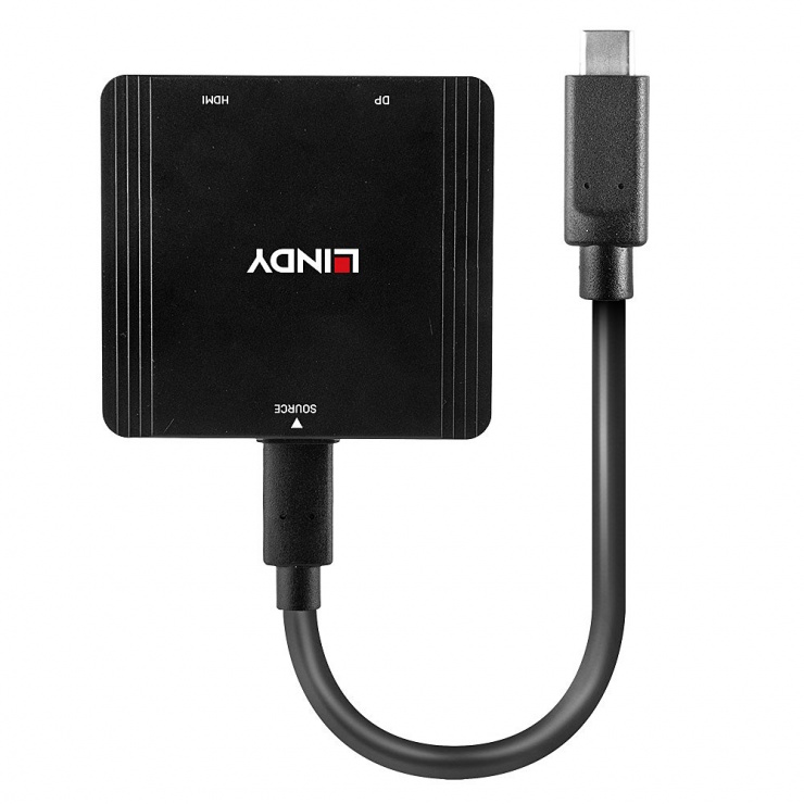 Imagine Multiplicator USB-C la HDMI + DIsplayport 4K@60Hz T-M, Lindy L43304