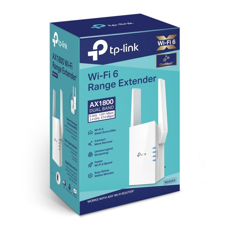 Imagine Range Extender Wi-Fi Gigabit AX1800, TP-LINK RE605X