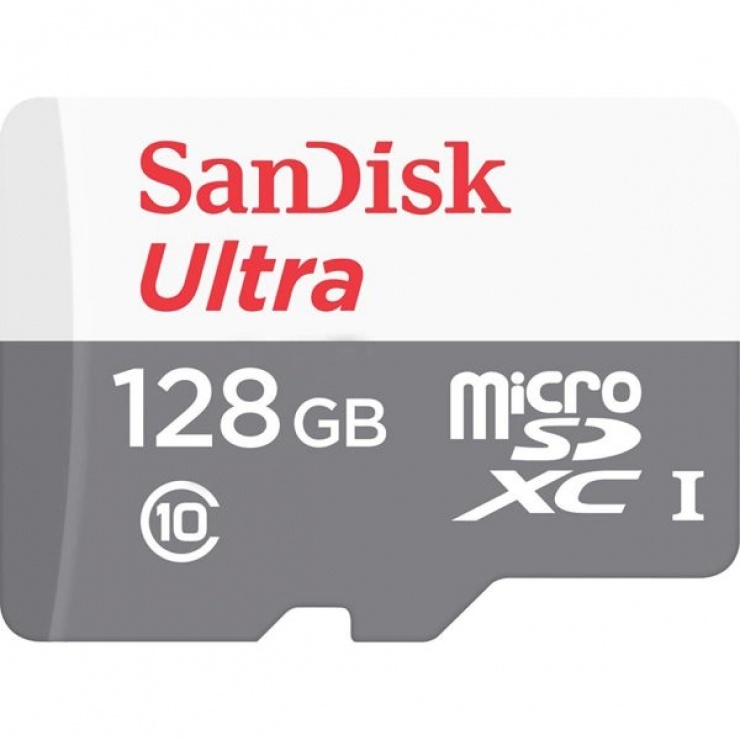 Imagine Card de memorie microSDXC 128GB clasa 10, Sandisk SDSQUNR-128G-GN6MN
