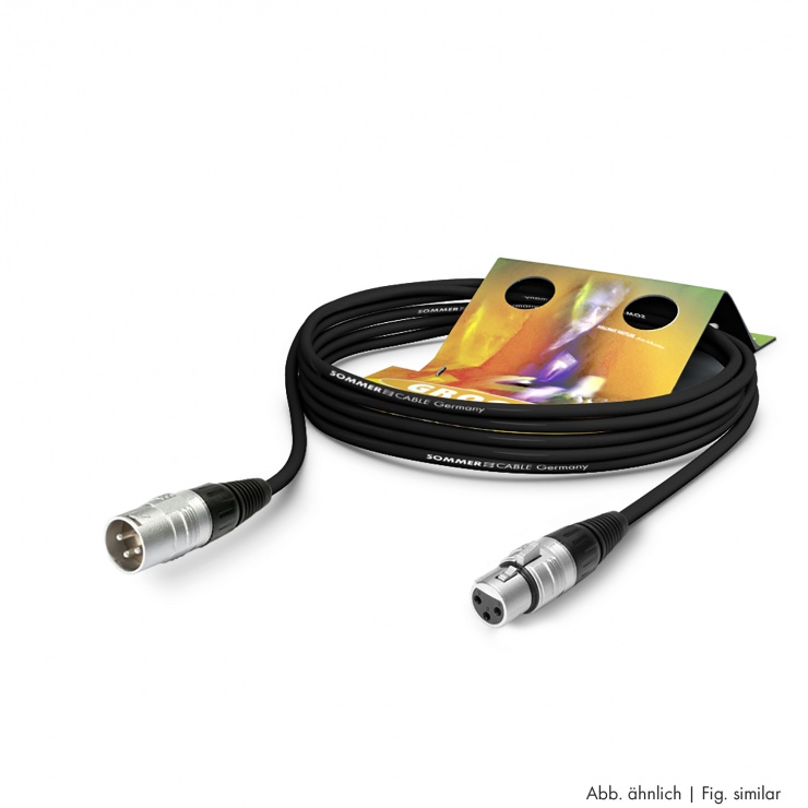 Imagine Cablu prelungitor XLR 3 pini T-M Negru 0.25m, SGHN-0025-SW