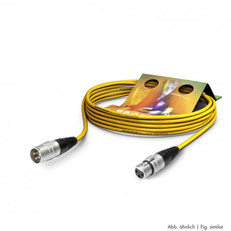Imagine Cablu prelungitor XLR 3 pini T-M Galben 15m, SGHN-1500-GE