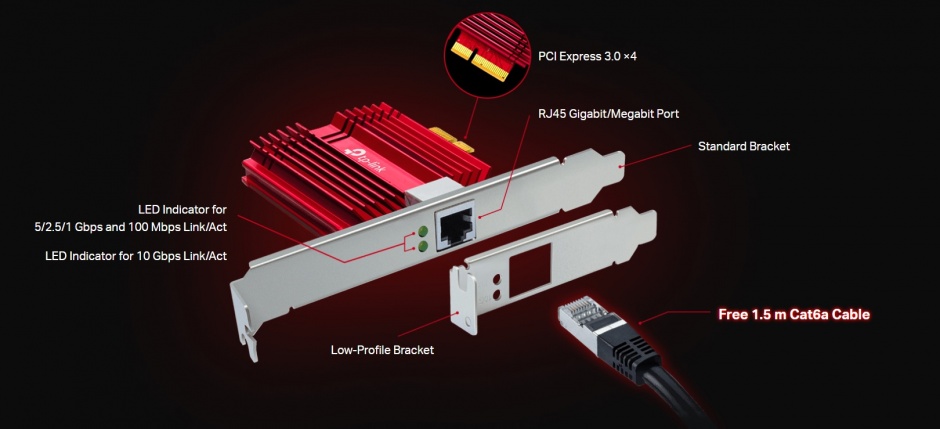 Imagine Placa retea PCI Express la 1 x RJ45 10Gbps, TP-LINK TX401
