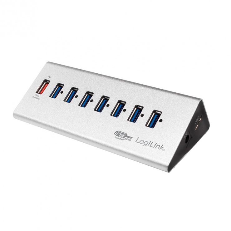 Imagine HUB USB 3.0 cu 7 porturi + 1 port Quick/Fast charge montare masa, Logilink UA0228