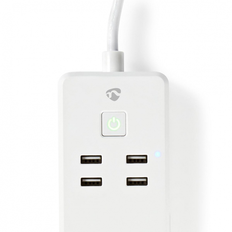 Imagine Prelungitor Smart Wifi cu 3 prize + 4 x USB 1.8m, Nedis WIFIP311FWT
