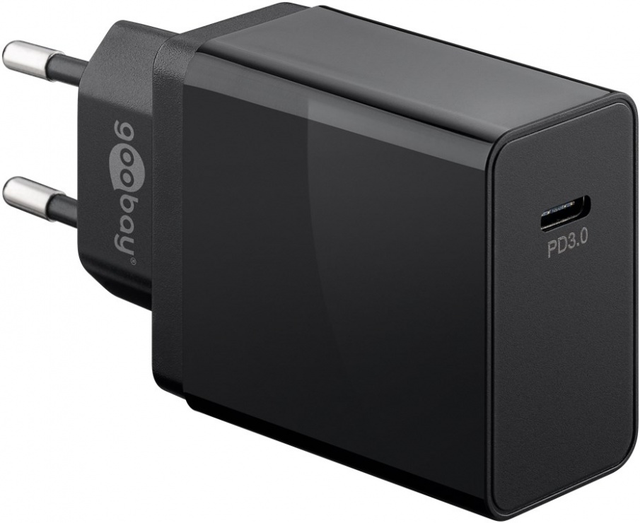 Imagine Incarcator priza USB-C PD (Power Delivery) 25W Negru, Goobay G57748