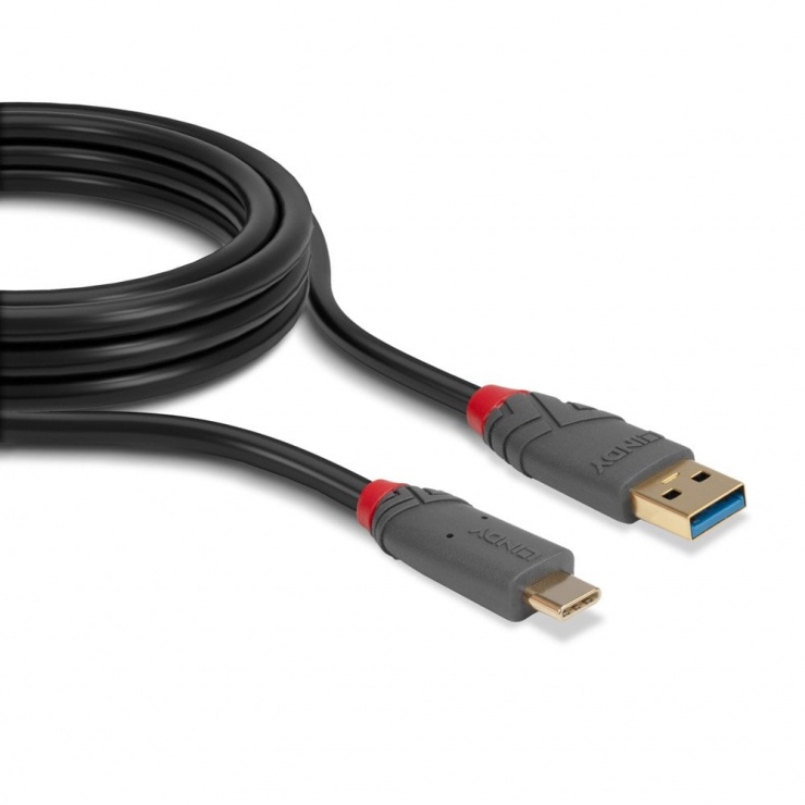 Imagine Cablu USB 3.1-A la tip C 0.5m T-T 5A Anthra Line, Lindy L36910