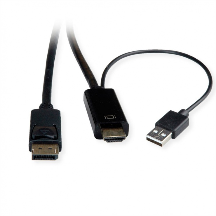 Imagine Cablu activ HDMI la Displayport 4K60Hz T-T 2m Negru, Roline 11.04.5992