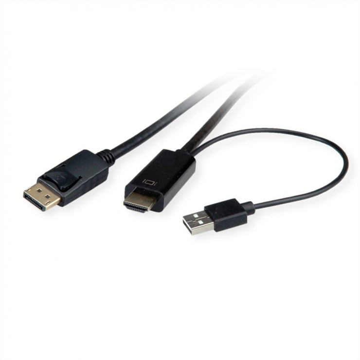 Imagine Cablu activ HDMI la Displayport 4K60Hz T-T 2m Negru, Roline 11.04.5992