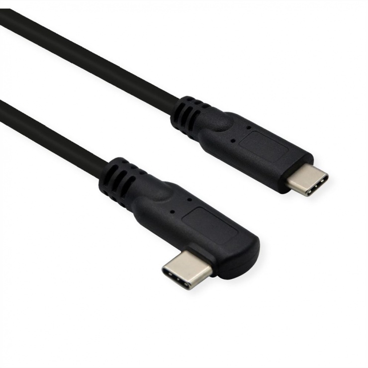Imagine Cablu USB 3.2 Gen 2x2 type C 100W Emark drept/unghi 90 grade T-T 1m, Roline 11.02.9075
