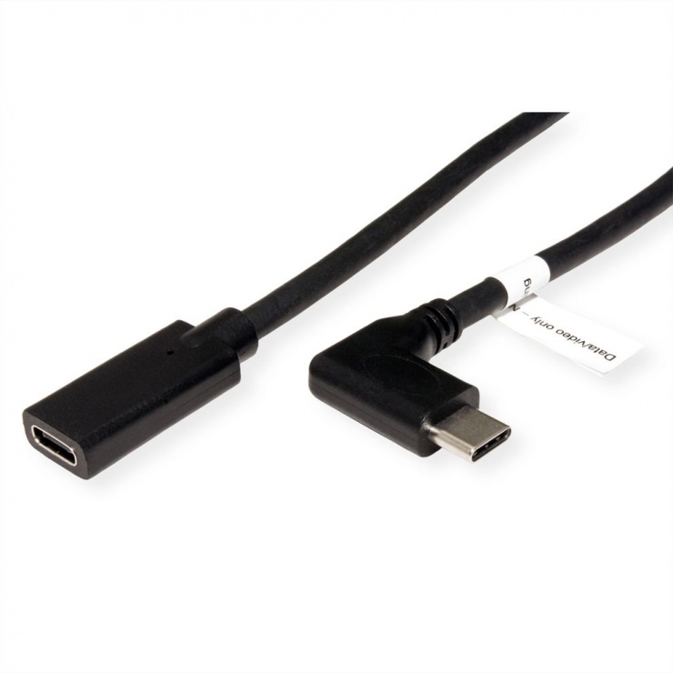 Imagine Cablu video prelungitor USB type C 4K60Hz drept/unghi T-M 2m, Roline 11.04.5496