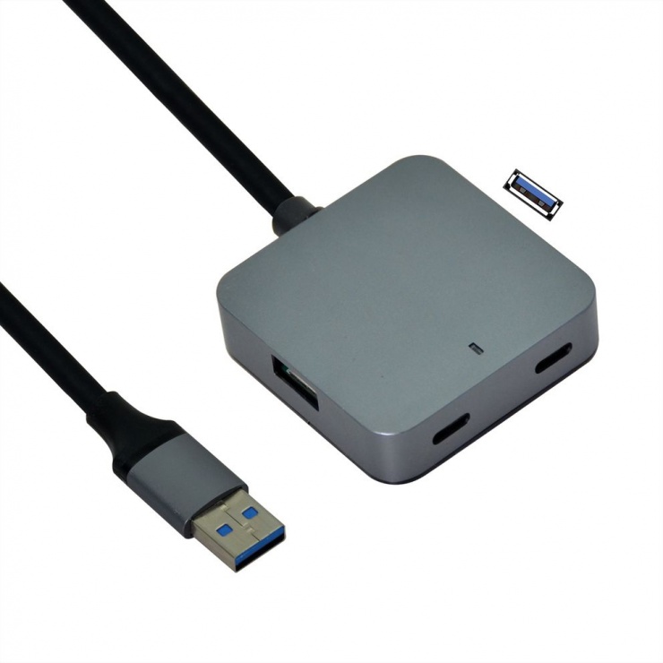 Imagine HUB USB 3.2 Gen1-A la 2 x USB-A + 2 x USB type C + cablu 5m, Value 12.99.1124