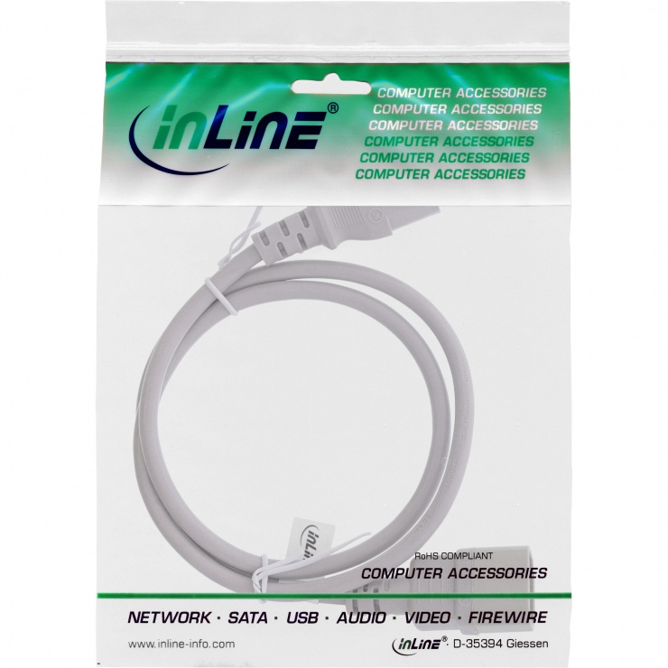 Imagine Cablu prelungitor alimentare C13 la C14 1m Gri, Inline IL16501A