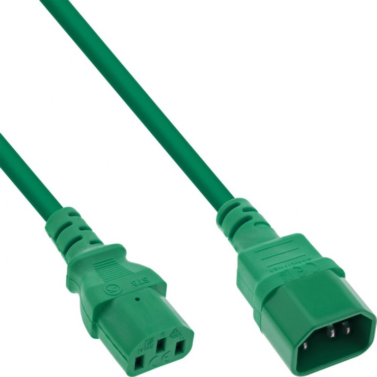 Imagine Cablu prelungitor alimentare C13 la C14 0.3m Verde, Inline IL16503G