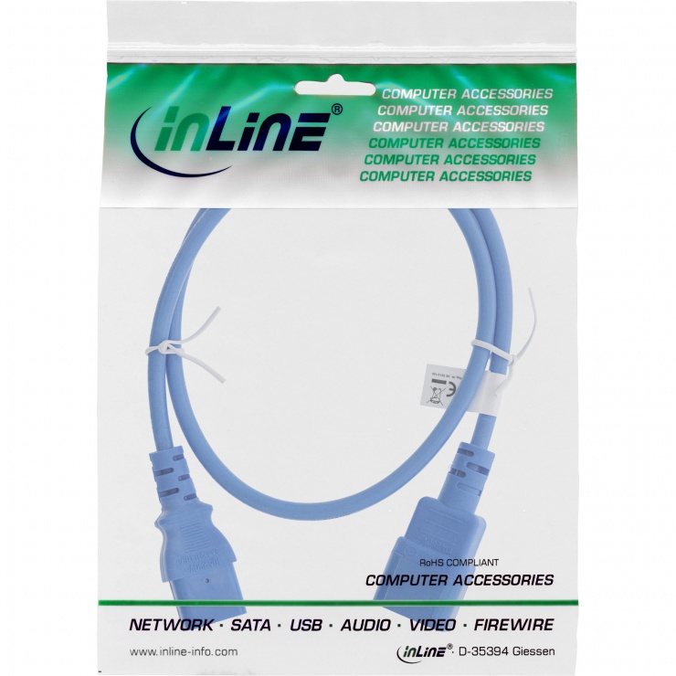 Imagine Cablu prelungitor alimentare C13 la C14 1m Albastru, Inline IL16501B