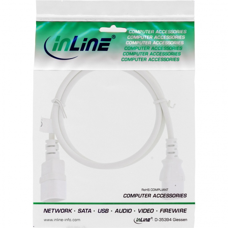 Imagine Cablu prelungitor alimentare C13 la C14 0.5m Alb, Inline IL16505W