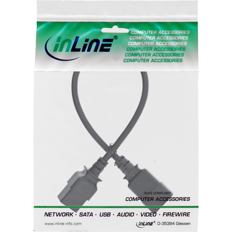 Imagine Cablu prelungitor alimentare C19 la C20 0.5m Negru, Inline IL16641A