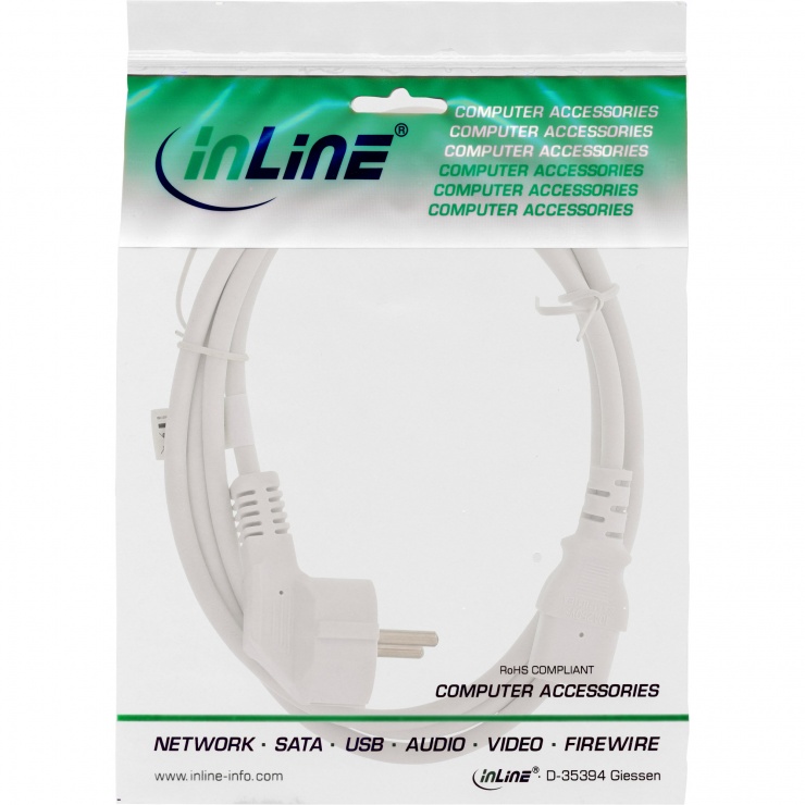 Imagine Cablu de alimentare Schuko la C13 1m Alb, InLine IL16651W