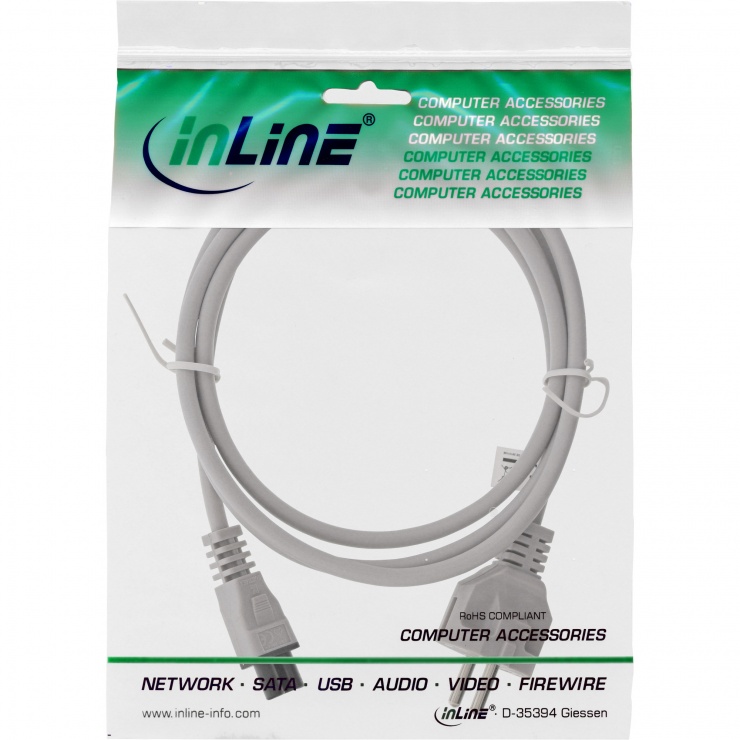 Imagine Cablu de alimentare Schuko la IEC C5 Mickey Mouse 0.5m Gri, InLine IL16656R
