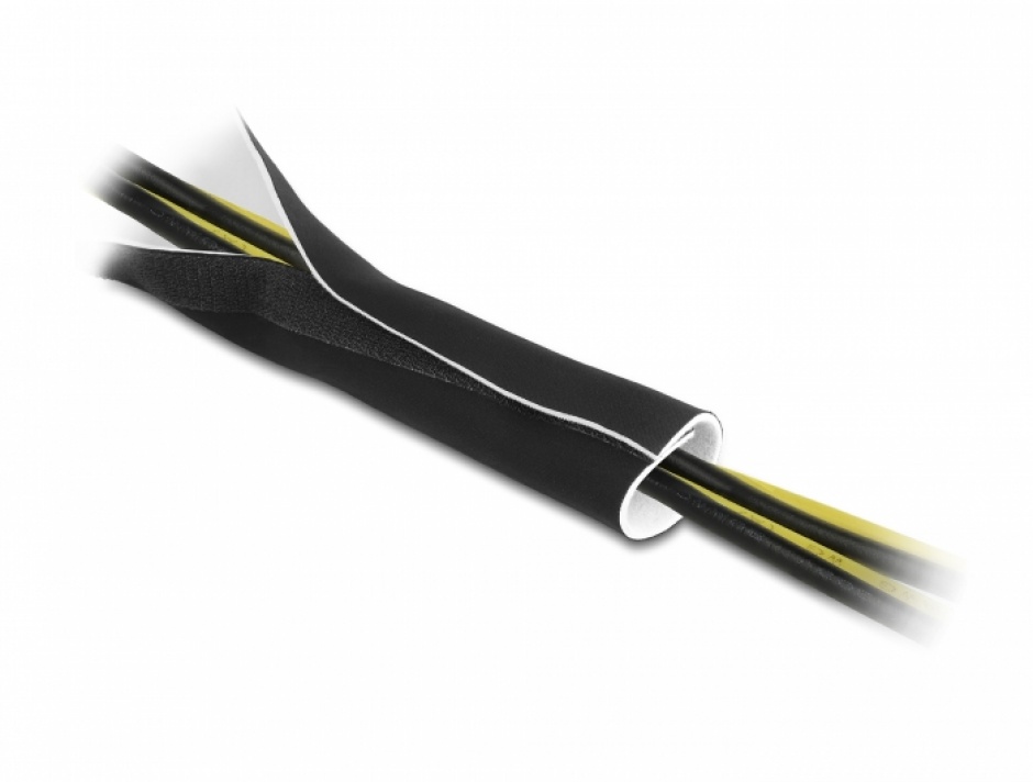 Imagine Organizator cabluri neopren flexibil cu arici 3m x 135mm Negru/Alb, Delock 20865