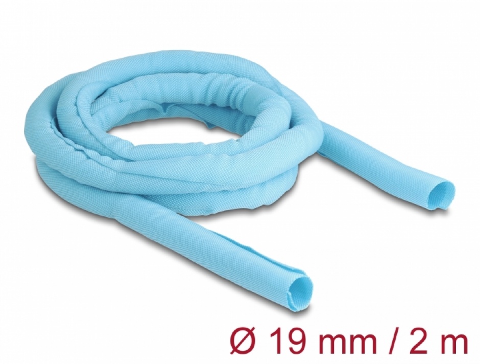 Imagine Organizator cabluri cu auto-inchidere/rezistent la caldura 2m x 19mm Albastru, Delock 20878
