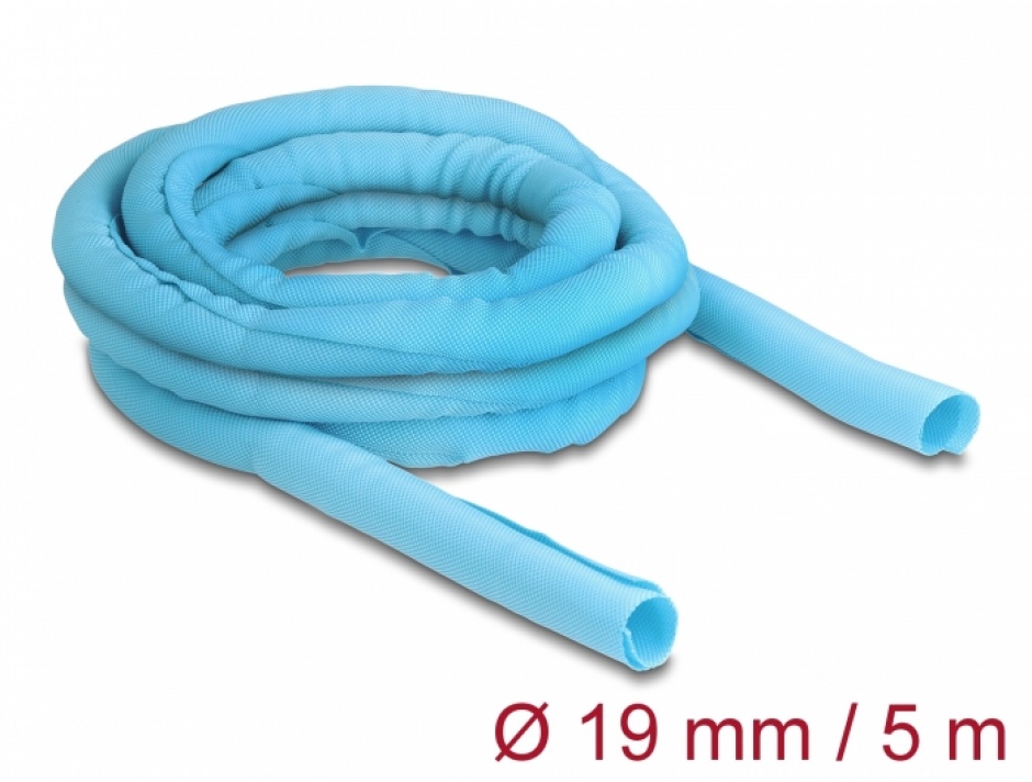 Imagine Organizator cabluri cu auto-inchidere/rezistent la caldura 5m x 19mm Albastru, Delock 20882