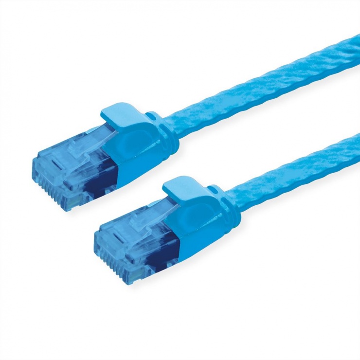 Imagine Cablu de retea RJ45 extra flat UTP cat.6A 5m Albastru, Value 21.99.2055