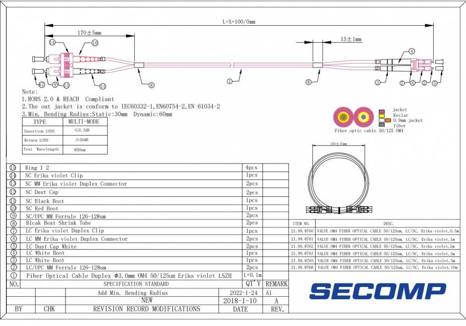 Imagine Cablu fibra optica LC-SC OM4 duplex multimode 10m, Value 21.99.8768
