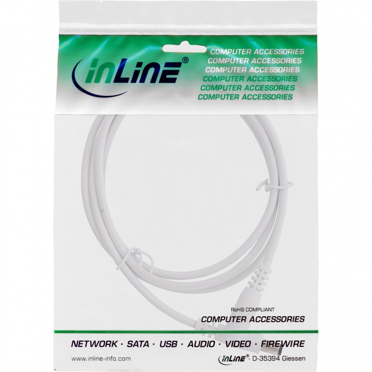 Imagine Cablu prelungitor de alimentare DC 5.5x2.1mm T-M 1m Alb, InLine IL26801E
