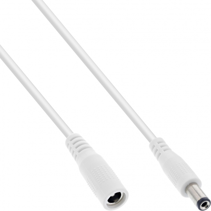 Imagine Cablu prelungitor de alimentare DC 5.5x2.1mm T-M 0.5m Alb, InLine IL26855E
