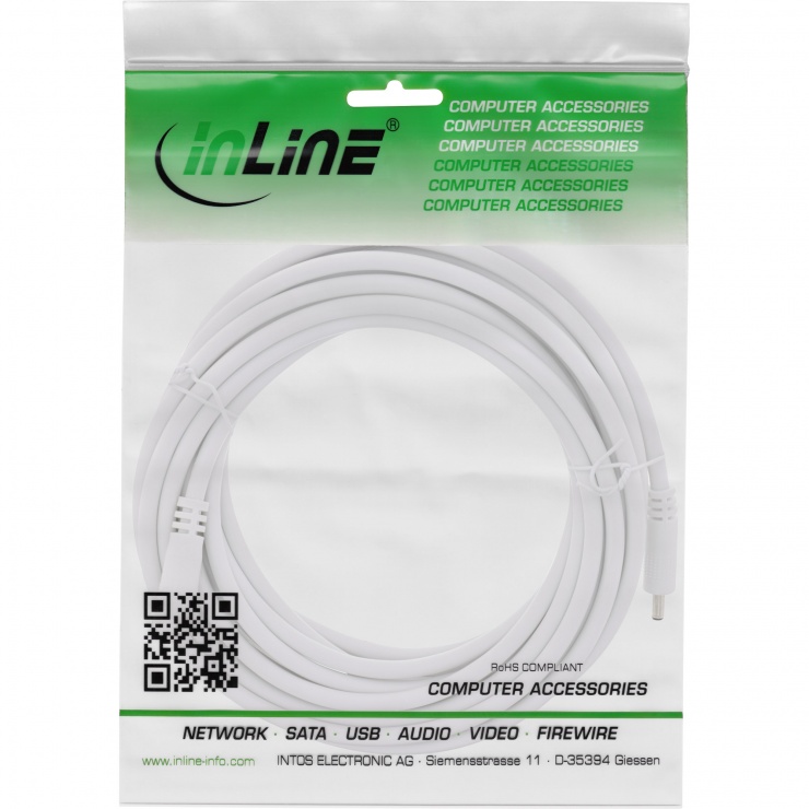 Imagine Cablu prelungitor de alimentare DC 3.5x1.35mm T-M 3m Alb, InLine IL26903H