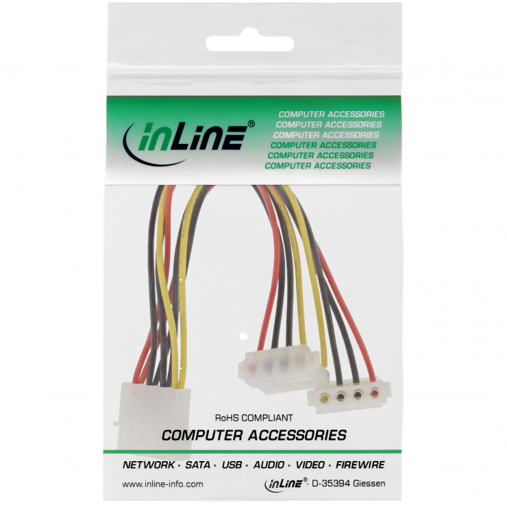 Imagine Cablu de alimentare Y Molex la 2 x Molex unghi 0.15m, InLine 29659W