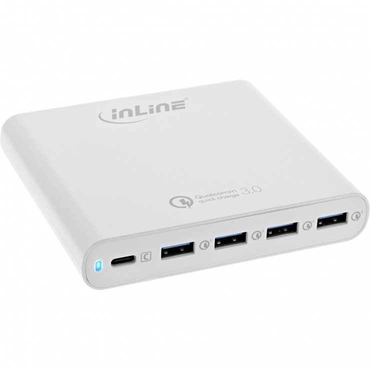 Imagine Incarcator universal Quick Charge 3.0 4 x USB-A + 1 x USB type C 80W Alb, InLine IL31510W