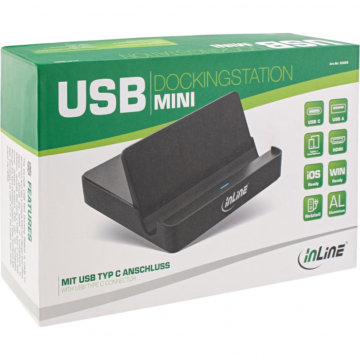 Imagine Docking Station USB type C la HDMI/2 x USB-A/1 x USB type C + alimentare DC,InLine IL33289