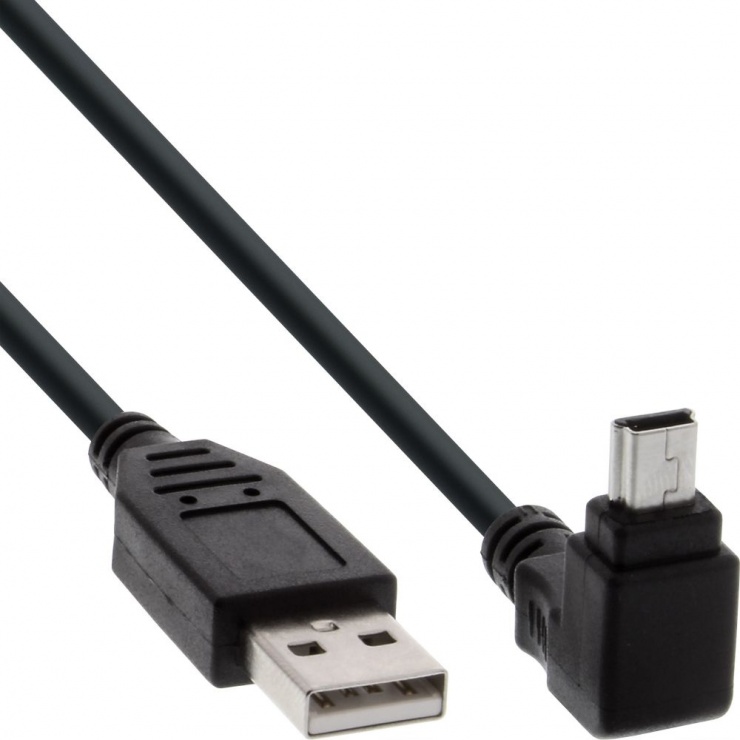 Imagine Cablu USB 2.0 la mini USB unghi sus 3m Negru, InLine IL34130