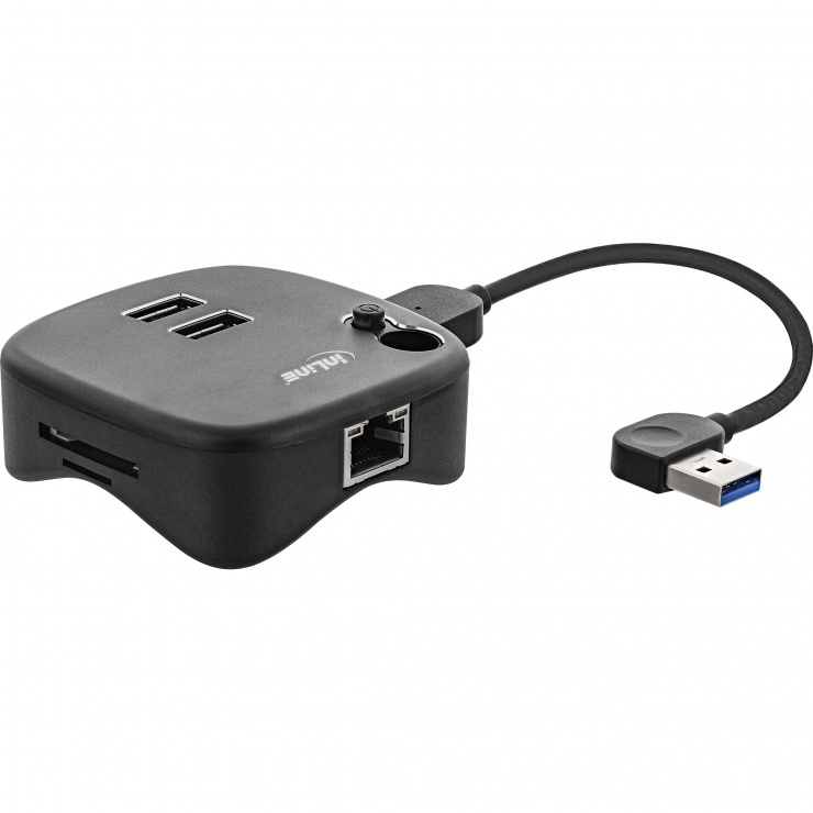 Imagine HUB USB 3.0-A la 2 x USB-A/ Gigabit LAN/Card reader, InLine IL35392